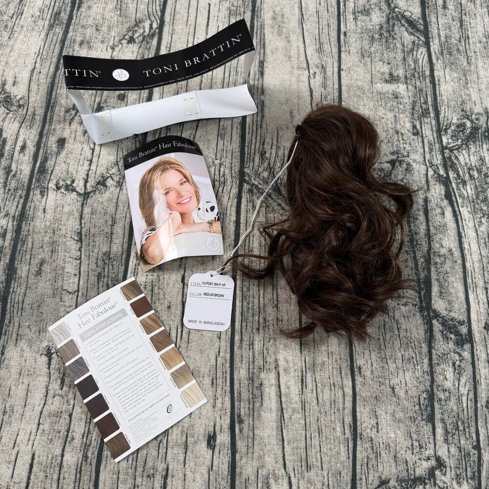 NWT Toni Brattin Clip-On Extensions Pony Wavy HF 114 - Medium Brown